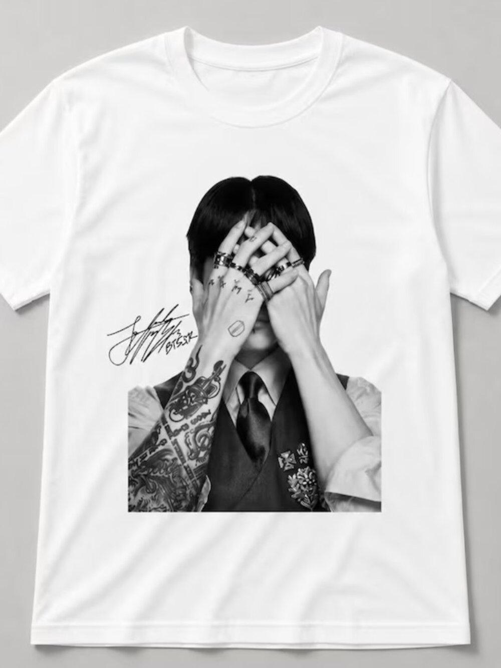 Arirang Bangtan Members Signature Graphic White and Black Unisex T-Shirt 252
